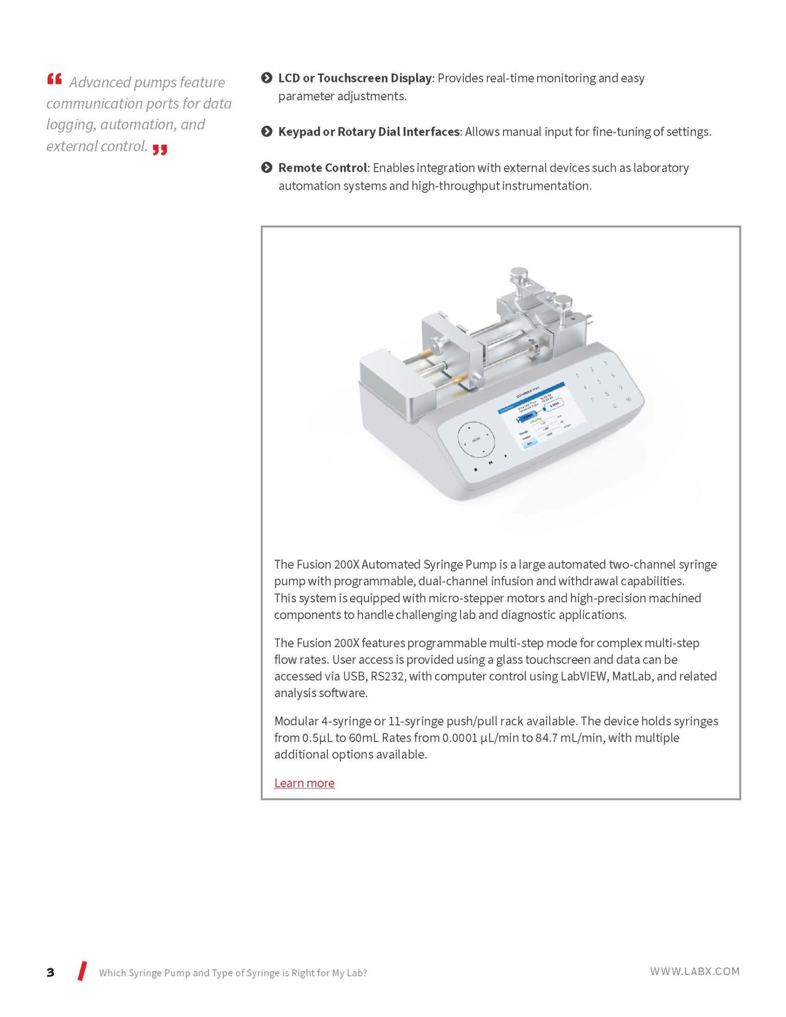 Which Syringe Pump and Type of Syringe is Right for My Lab - Chemyx